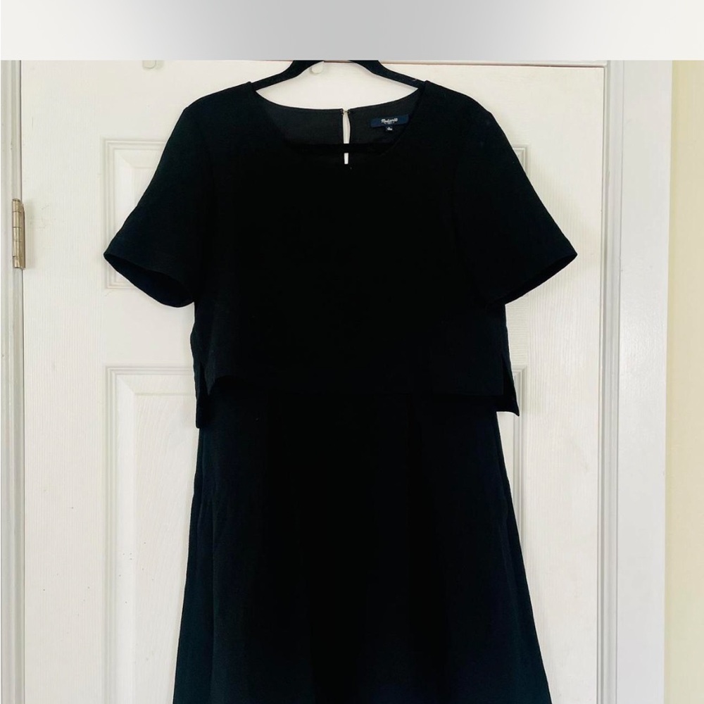 Madewell Women's Black Sz 6 Black Crepe Tiered Folio Dress